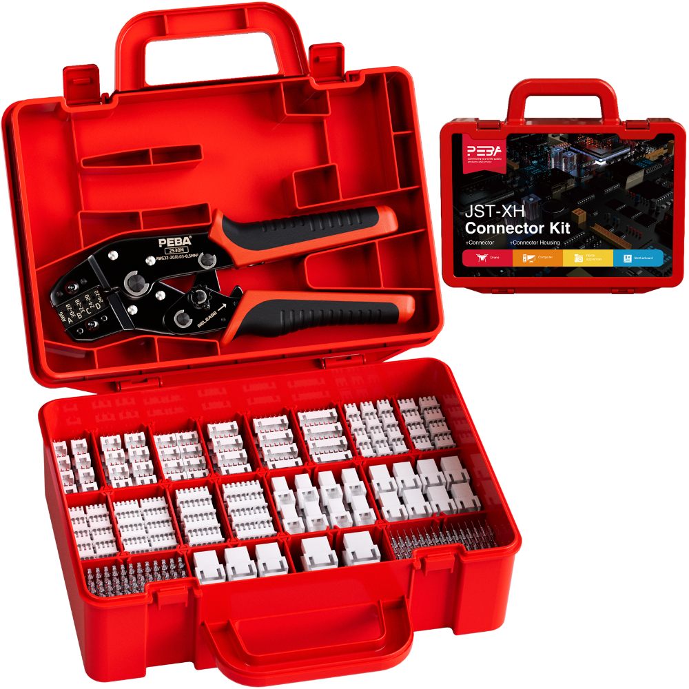 PEBA Crimping Tool Connector Kit - 18 Types of JST-XH 2.5mm Connectors Kit, JST Crimping Pliers for JST(XH/SM/PH/SYP), Dupont Connectors