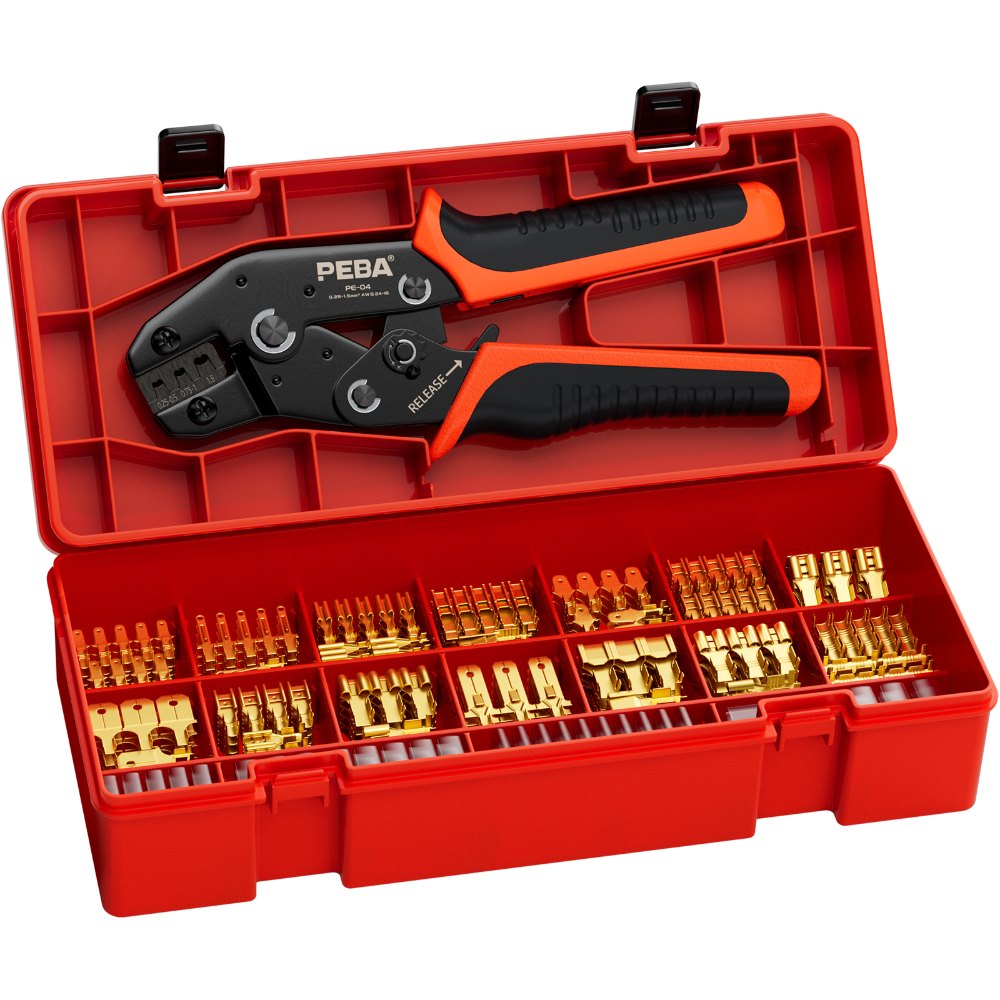 PEBA Spade Terminal Crimping Tool Kit, Crimper AWG 24-14 for Quick Disconnect Terminal Open Terminal Connector 0.110