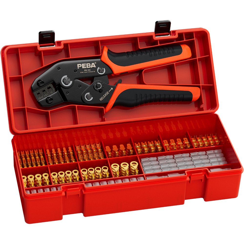 PEBA Open Terminal Connector Crimping Tool Kit, Crimper AWG 24-14 for 0.11